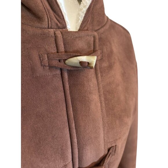 Lauren Ralph Lauren Womens Brown Hooded Toggle Coat With Faux Sherpa Lining - M - Picture 6 of 7